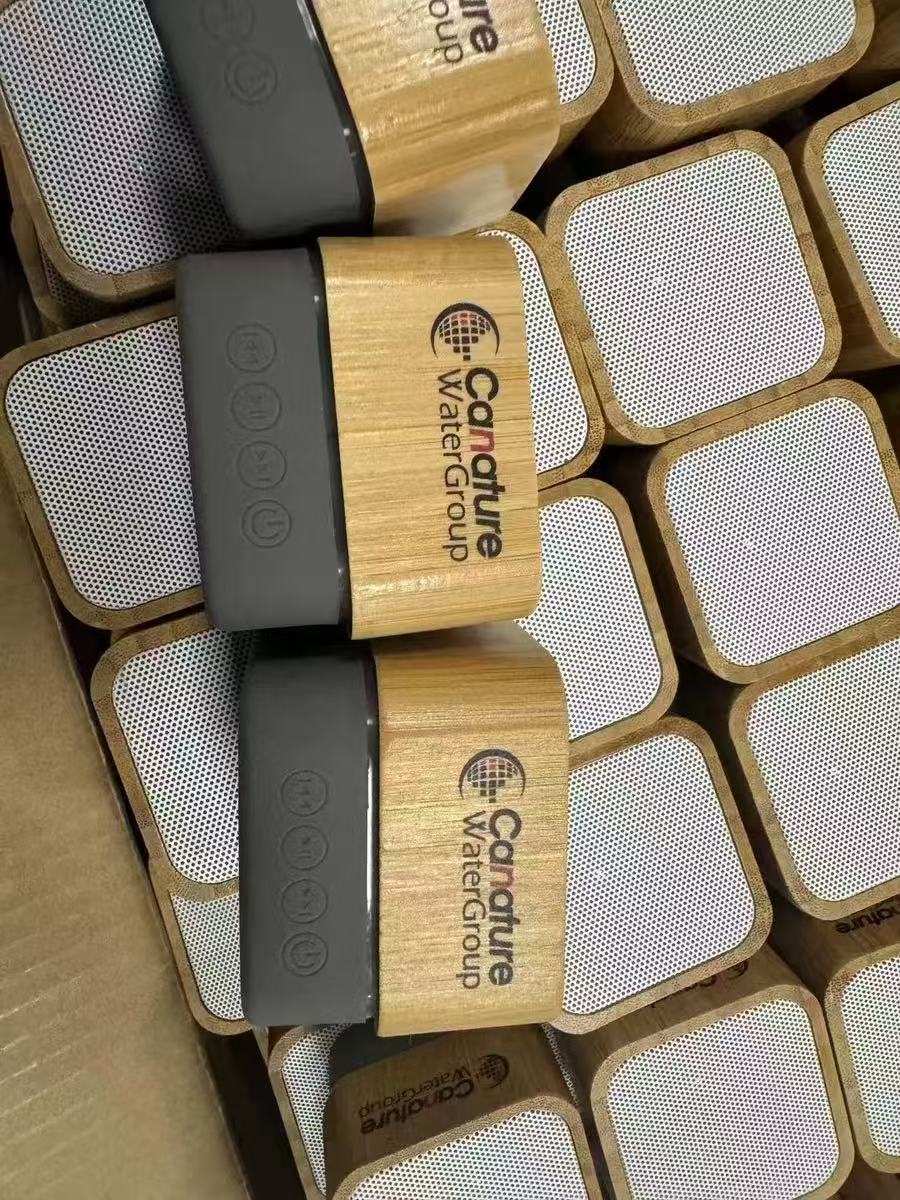 branded bamboo bluetooth speaker